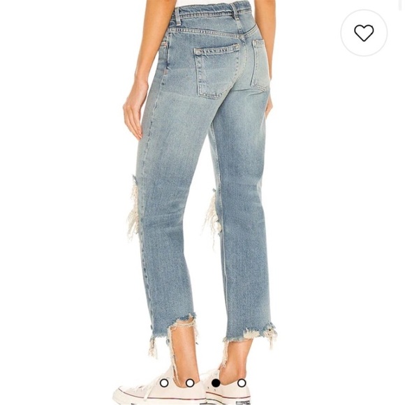 Free People Maggie Mid Rise Straight Leg Jean in Aged to Perfection Size 30 - Picture 3 of 5